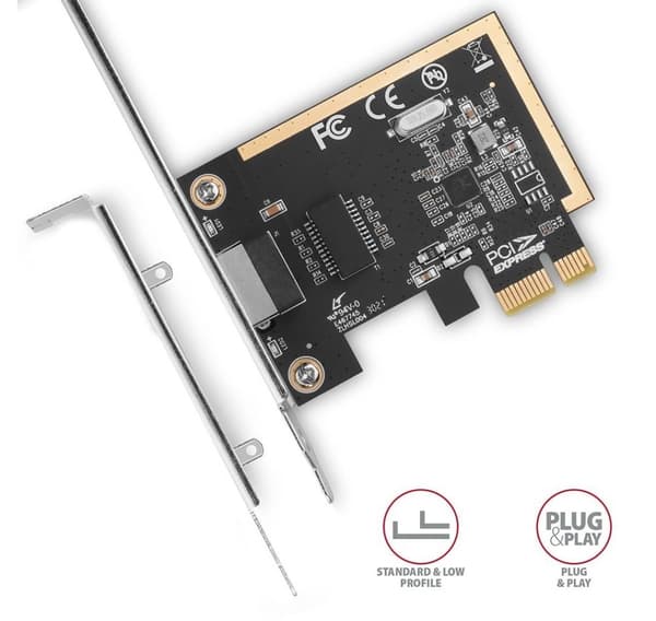 AXAGON, Gigabit Ethernet PCI-Express netværkskort med gennemprøvet Realtek chipset version, PCEE-GRF