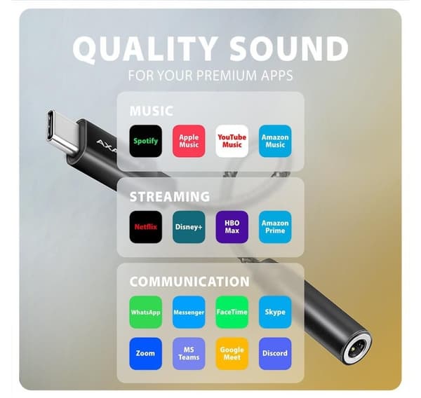 AXAGON, ADA-HC USB-C - HI-RES DAC Audio Adapter