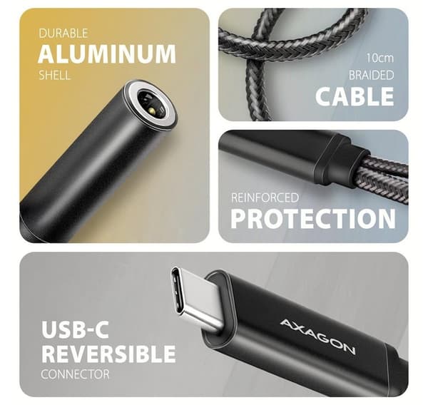AXAGON, ADA-HCPD USB-C - Hi-Res DAC Audio Adapter PD, 60W