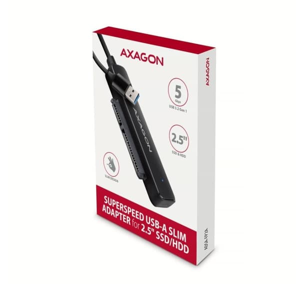 AXAGON, USB-A 5 Gbps SLIM-adapter til 2,5" SSD/HDD, ADSA-FP2A