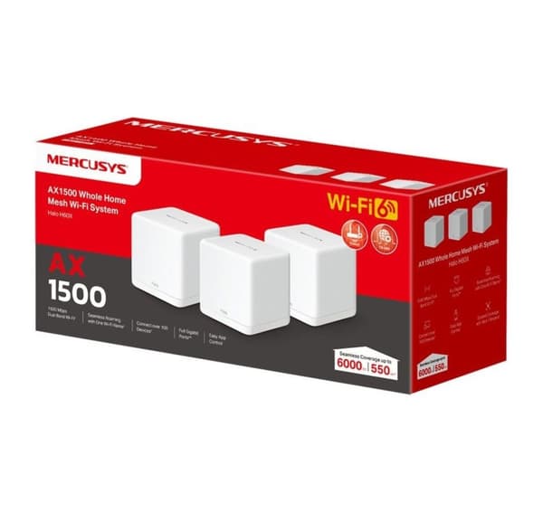Mercusys, AX1500 Whole Home Mesh WiFi 6-system, Halo H60X (3-pakning)