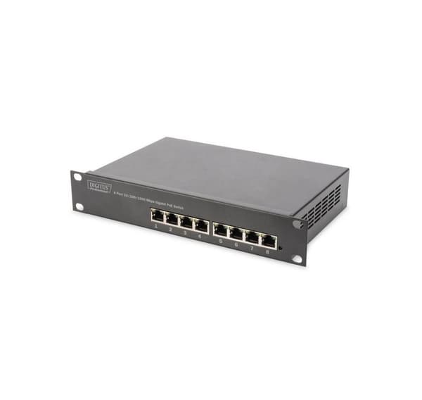 Digitus, 8-porters Gigabit Ethernet PoE-svitsj, DN-95317