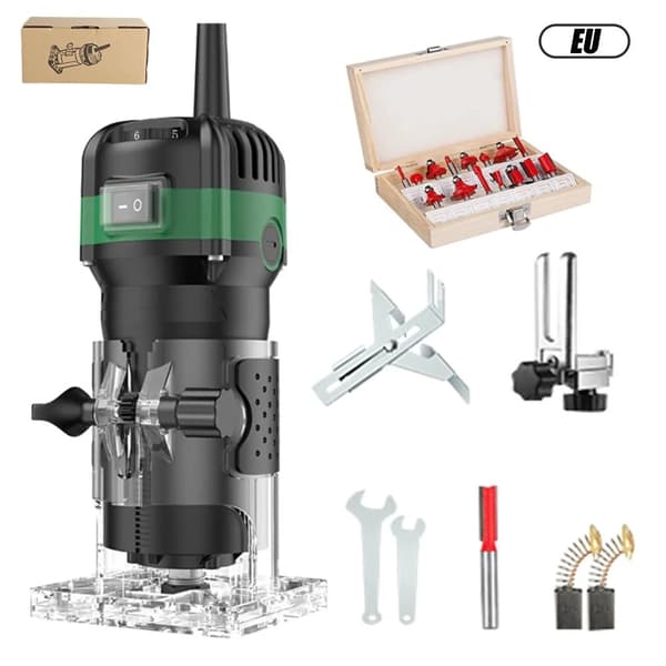 Elektrisk Trimmesmaskine, 800W Effekt, 33000rpm Tomgangshastighed,Standard +15pc fræser sæt