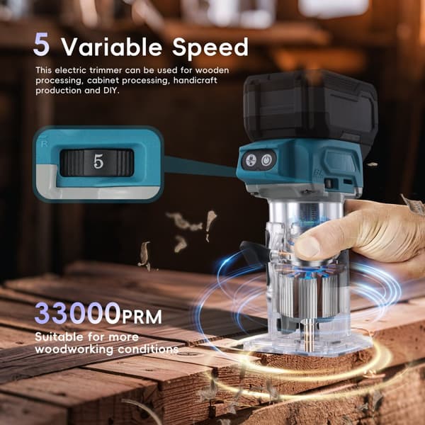 Sähkökäyttöinen käsitrimmeri, 800W teho, 33000RPM nopeus, 6.35mm holkki