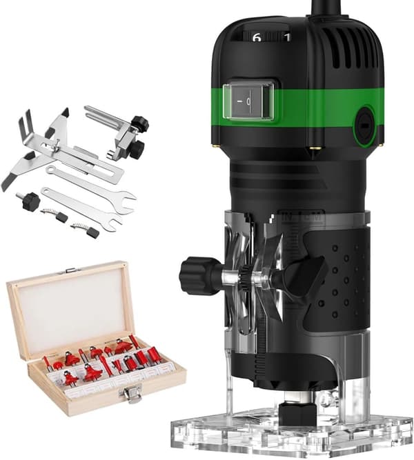 Träfräs, 800W effekt, 30 000 RPM hastighet,Standard + 15 fräskniv