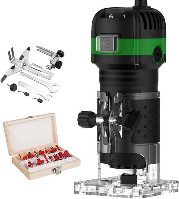 Träfräs, 800W effekt, 30 000 RPM hastighet,Standard + 15 fräskniv