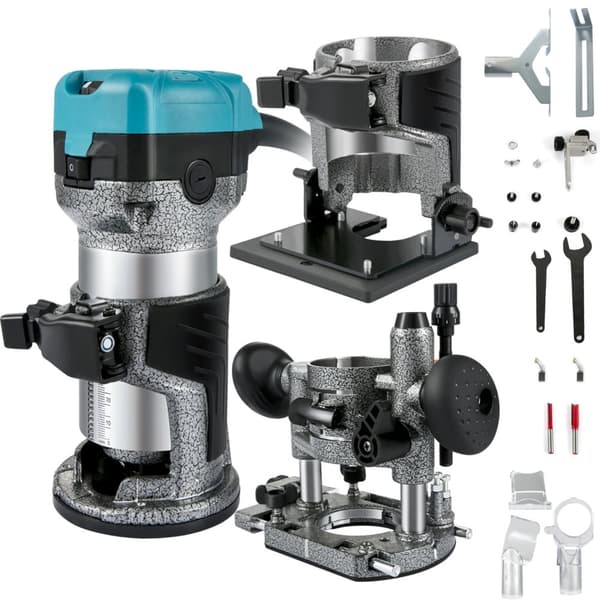 Træfræsemaskine, 710W effekt, hastighed 13000-33000 RPM, aluminiumlegering materiale,Fast Plunge Tilt