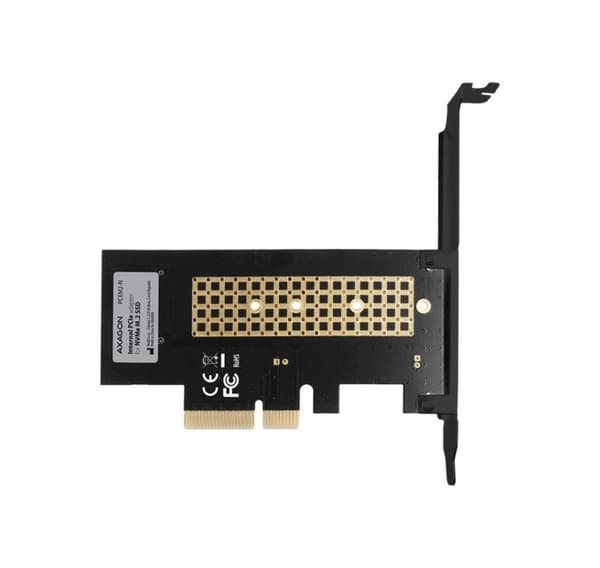 AXAGON, PCI-Express x4 interne adapter til tilslutning af en NVMe M.2 SSD disk til en computer, PCEM2-N Sort, Guld
