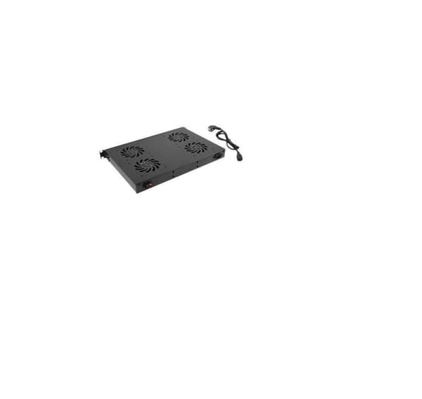 Lanberg, 19" vifteenhet/ventilasjonspanel med LCD 4 vifter + termostat 230V, AK-1503-B