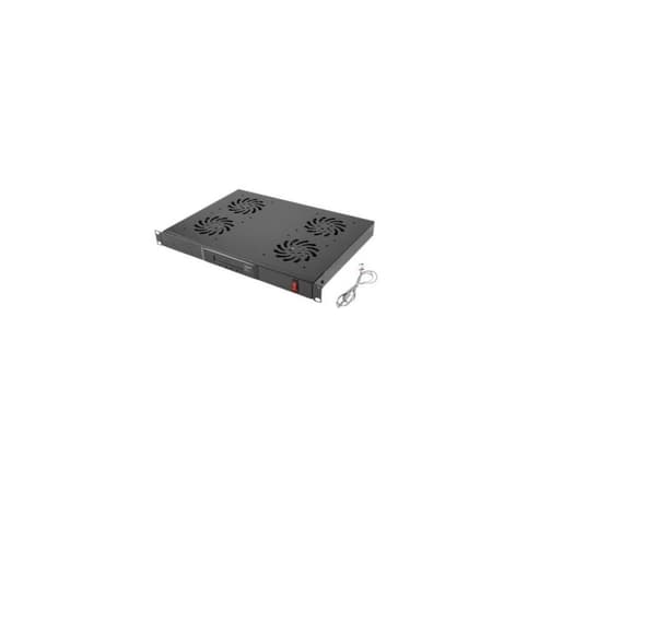 Lanberg, 19" vifteenhet/ventilasjonspanel med LCD 4 vifter + termostat 230V, AK-1503-B