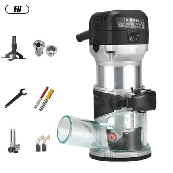 Elektrisk Trimmer til Træ, 2000W Maksimal Effekt, 6 Hastighedsindstillinger, Aluminiumlegering Hus,2000W 220V Sort