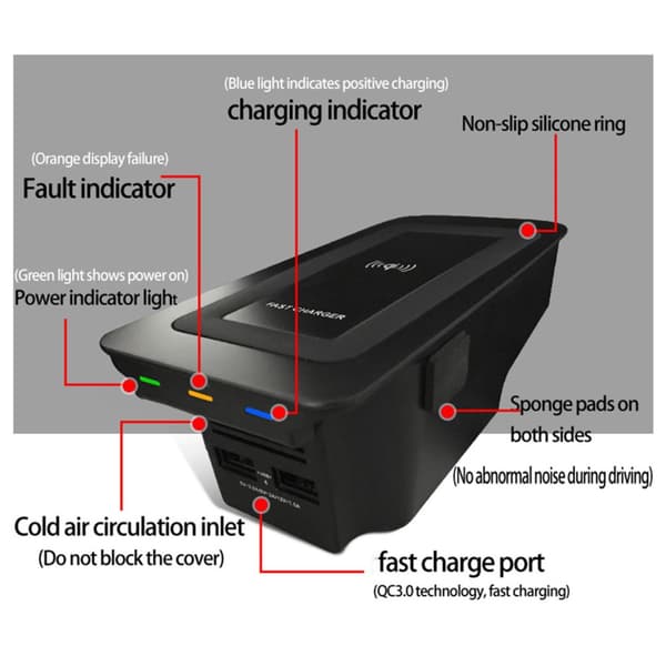 15W trådløs oplader opladningsplade induktion passer til S60 / V60 / XC60 / S90 / V90 / XC90