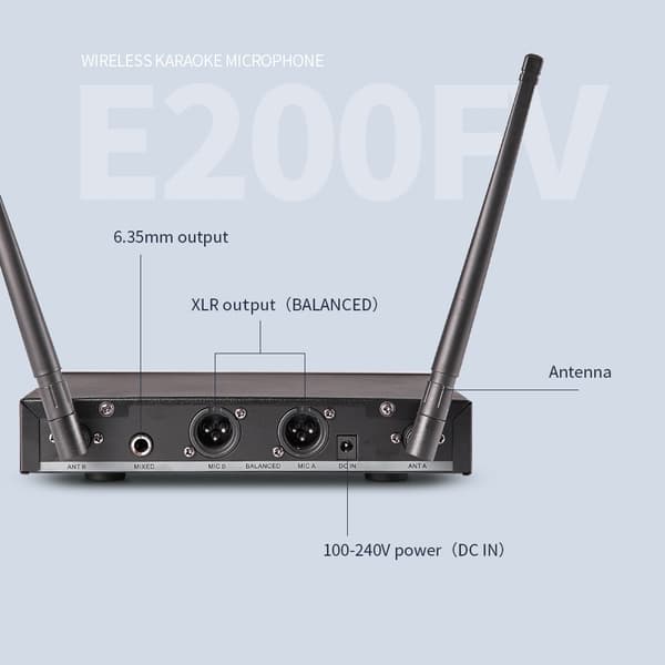 Trådløs mikrofon, Treble Bass Echo Effect, Metal Karaoke Dual Handheld