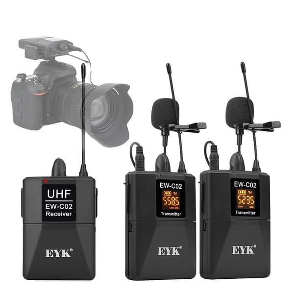 Trådløst Dual Lavalier Mikrofonsystem, 30 Kanal UHF, 60m Rækkevidde