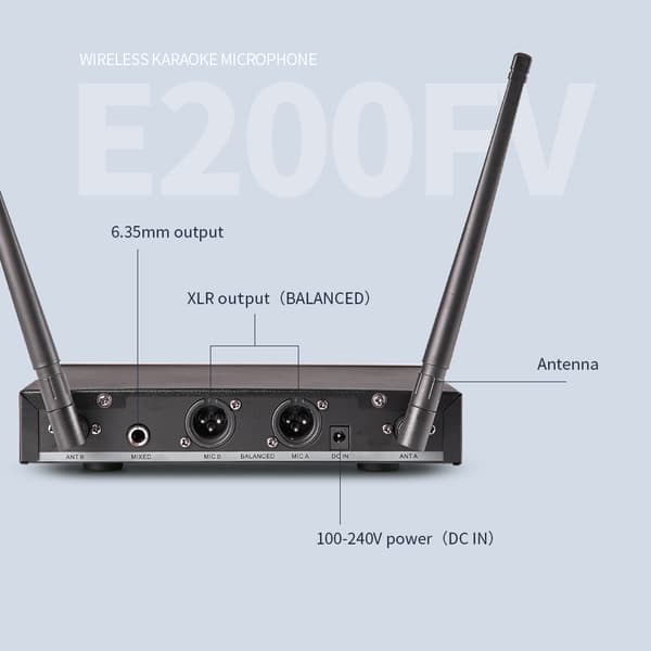 Trådløs mikrofon, Treble Bass Echo Effect, Metal Karaoke Dual Handheld
