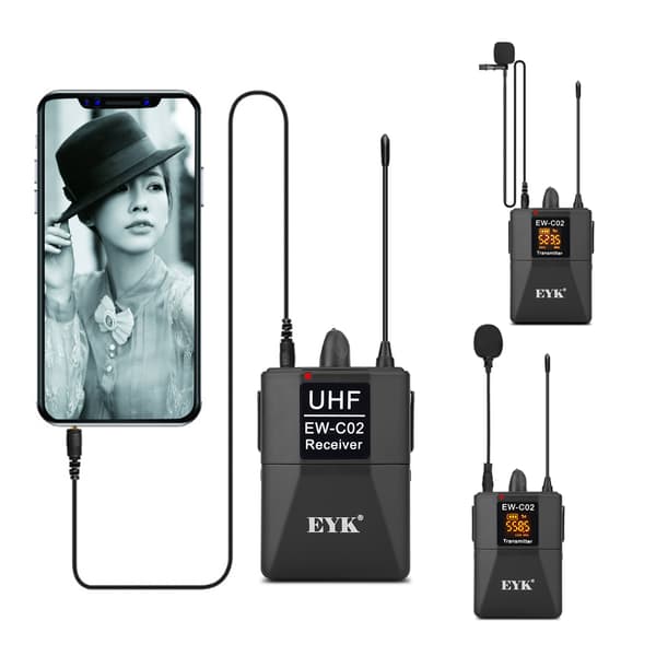 Trådløst Dual Lavalier Mikrofonsystem, 30 Kanal UHF, 60m Rækkevidde