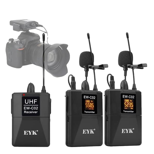 Trådløst Dual Lavalier Mikrofonsystem, 30 Kanal UHF, 60m Rækkevidde