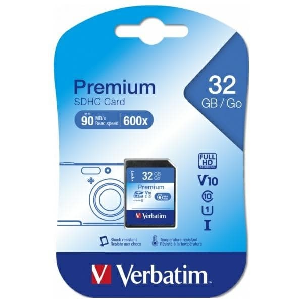 Verbatim Minneskort SDHC 32GB V10 Karta Premium U1 - Svart