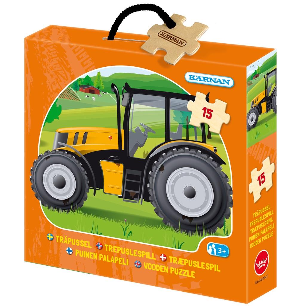 Askpussel i trä Traktor (15 bitars)
