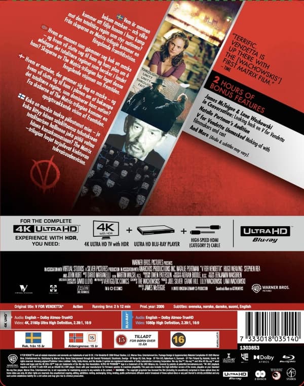 V For Vendetta Steelbook Limited Edition (4K Ultra HD+Blu-ray)