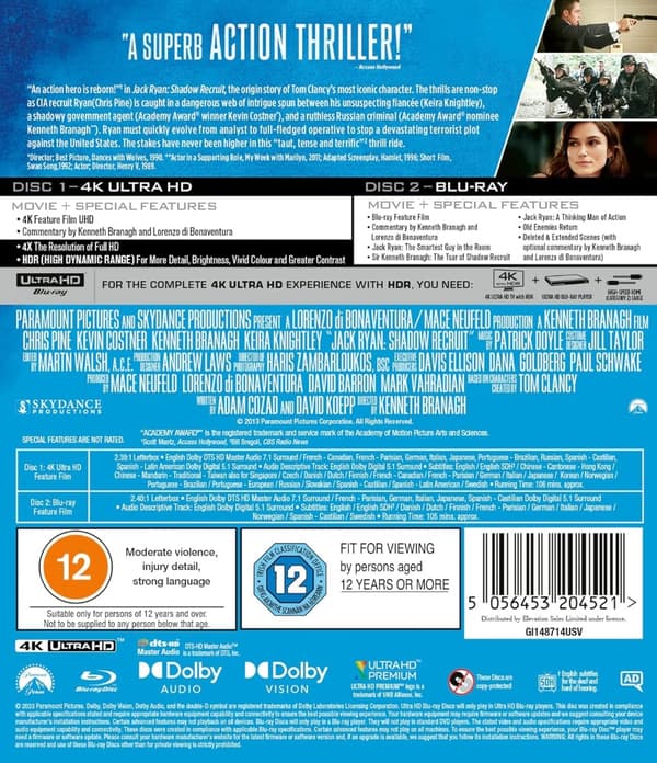 Jack Ryan: Shadow Recruit (4K Ultra HD + Blu-ray) (Import)