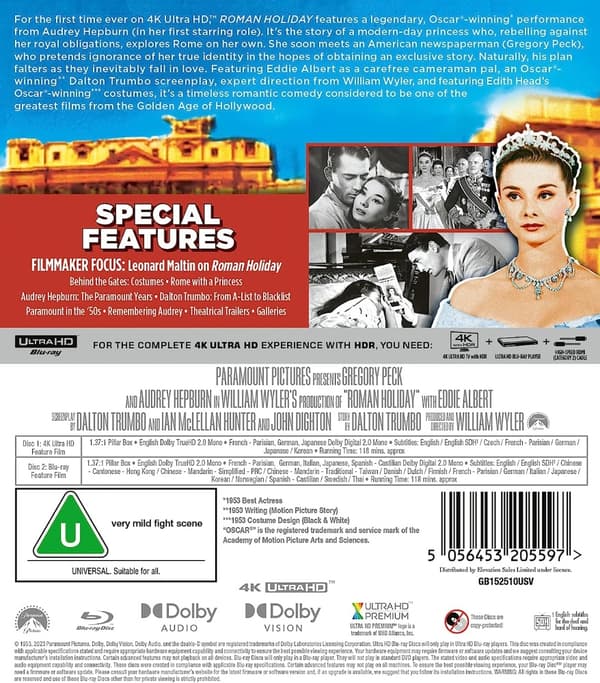 Roman Holiday (4K Ultra HD + Blu-ray) (Import)