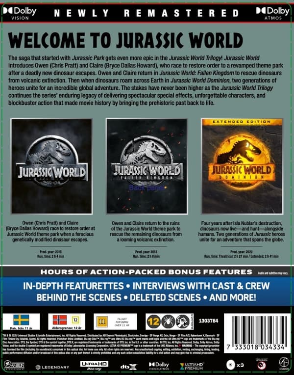 Jurassic World Trilogy Steelbook Limited Edition (4K Ultra HD)