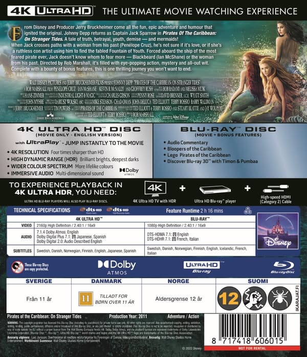 Pirates of the Caribbean: On Stranger Tides (4K Ultra HD + Blu-ray)