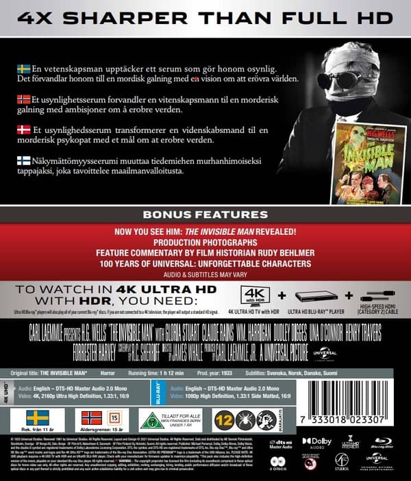 The Invisible Man (4K Ultra HD + Blu-ray)