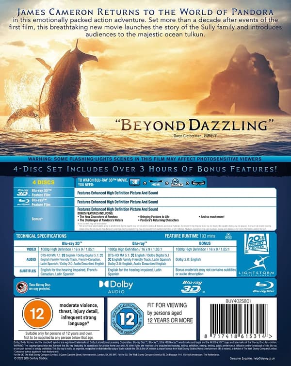 Avatar: The Way of Water (3D Blu-ray + Blu-ray) (4 disc) (Import)
