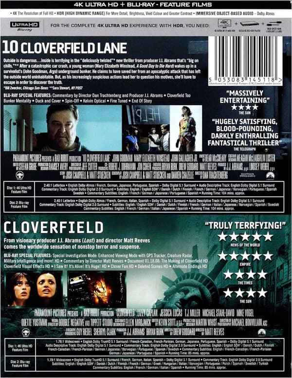 Cloverfield/10 Cloverfield Lane (4K Ultra HD + Blu-ray) (4 disc) (Import)