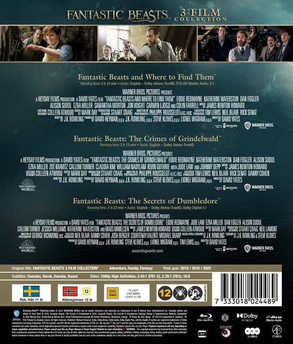 Fantastic Beasts 3 Film Collection (Blu-ray)