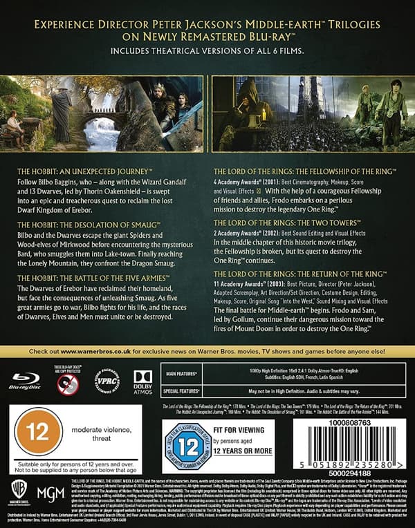 Middle-Earth: 6-film Collection (Blu-ray) (6 disc) (Import)