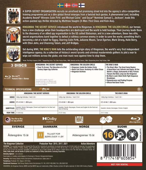 The Kingsman Collection (Blu-ray) (3 disc)