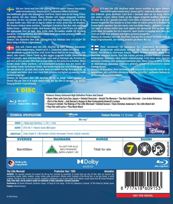 Den lilla Sjöjungfrun (Blu-ray)