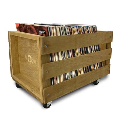 LP Wooden Crate with wheels / Teak finish / (100LP)