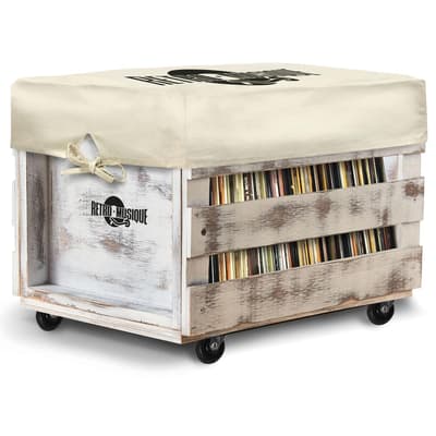 LP White Wooden Crate with wheels (100LP)