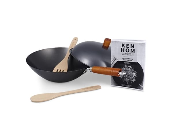 Ken Hom KH331051, Rund, Wokpanna, Svart, Kolstål, Metall, Keramiska, gas,