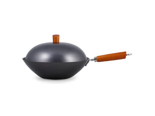 Ken Hom KH331051, Rund, Wokpanna, Svart, Kolstål, Metall, Keramiska, gas,