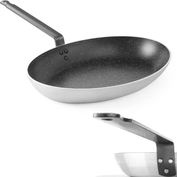 Fiskstekpanna med marmorerad beläggning, oval 280x400mm - Hendi 627716