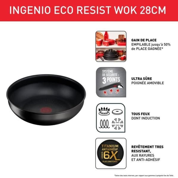 Stekpanna / stekpanna Tefal WOK FLÄKT 28 CM INGENIO ECO RESIST INDUCTION L3971902