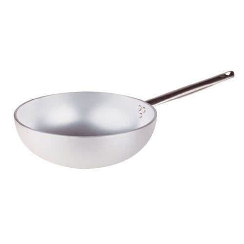Pentole Agnelli Wok strålande med platt botten i aluminium, med handtag i rostfritt stål - Silver 32cm silver - ALMR1111WP32