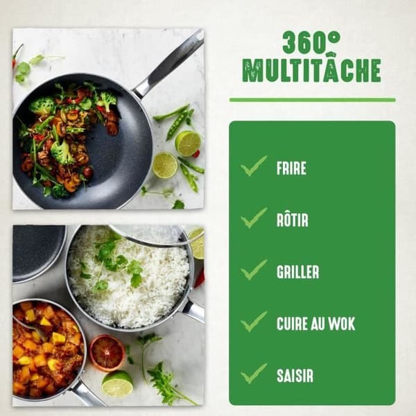 GREENCHEF Berlin Rocks Wok - Alla brännare + induktion - Ø 28 cm - Keramik