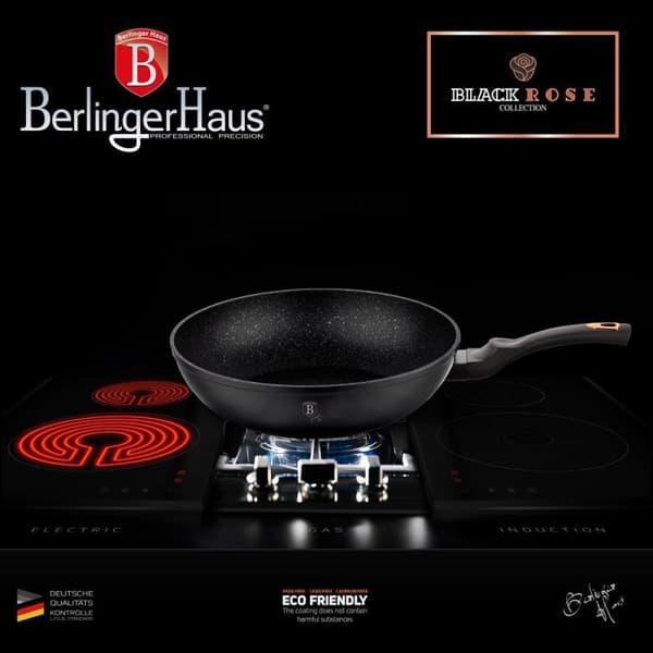 GRANIT WOK PANDE 28cm BERLINGER HAUS BLACK ROSE BH-1638