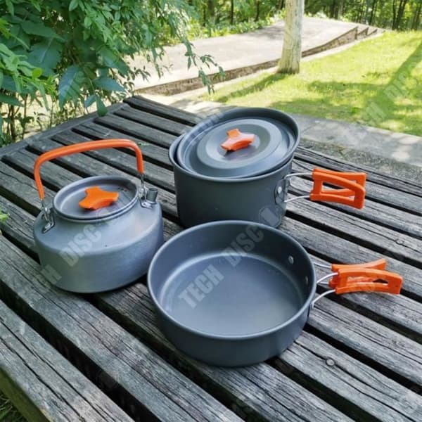 TD® campingtillbehör, non-stick set med matlagningsredskap, campingredskap, matlagningsskålar - typ matlagningsset -C
