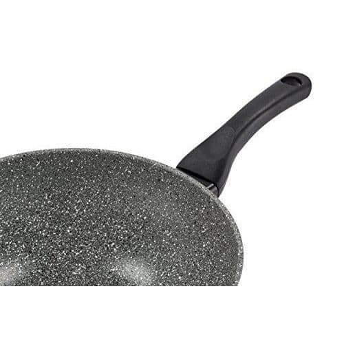 Barazzoni Monolitica Wok i aluminium med stenliknande effekt och marmotech-beläggning samt speciell induktionsbotten i aluminium/rostfritt stål, 28