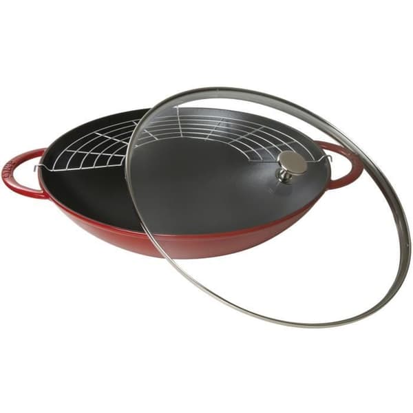 STAUB 405098980 - Wok med lock - Ø 37 cm - Körsbär - Alla värmekällor inklusive induktion