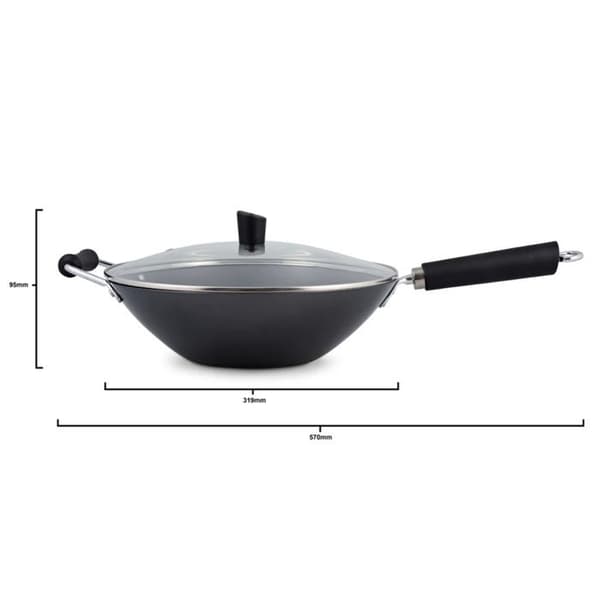 TOM wokpanna set 31 cm stål svart/silver 4 st