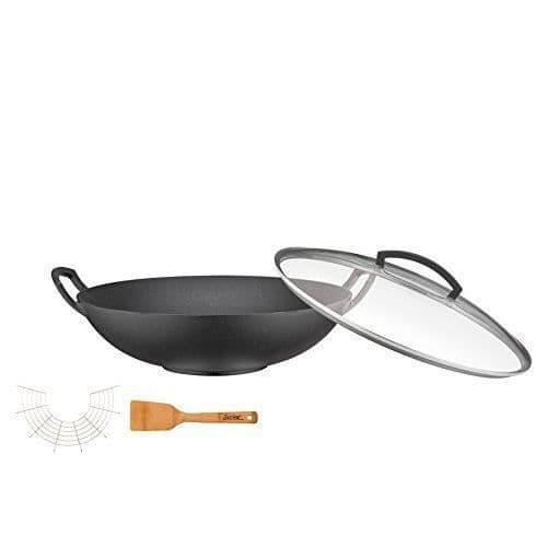 Vår Wok i gjutjärn med glasslock 35 cm - 1692120635