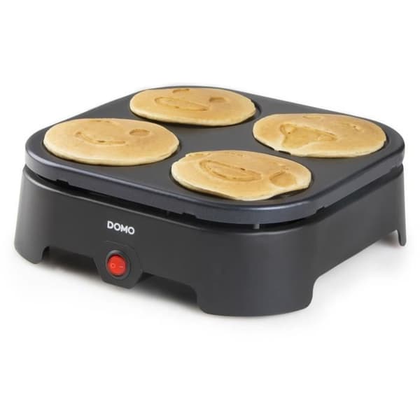 DOMO Crêpe Maker - 4 crêpes - EMOJI-mönster - non-stick beläggning - 600w - L31 x B34 x H13 cm